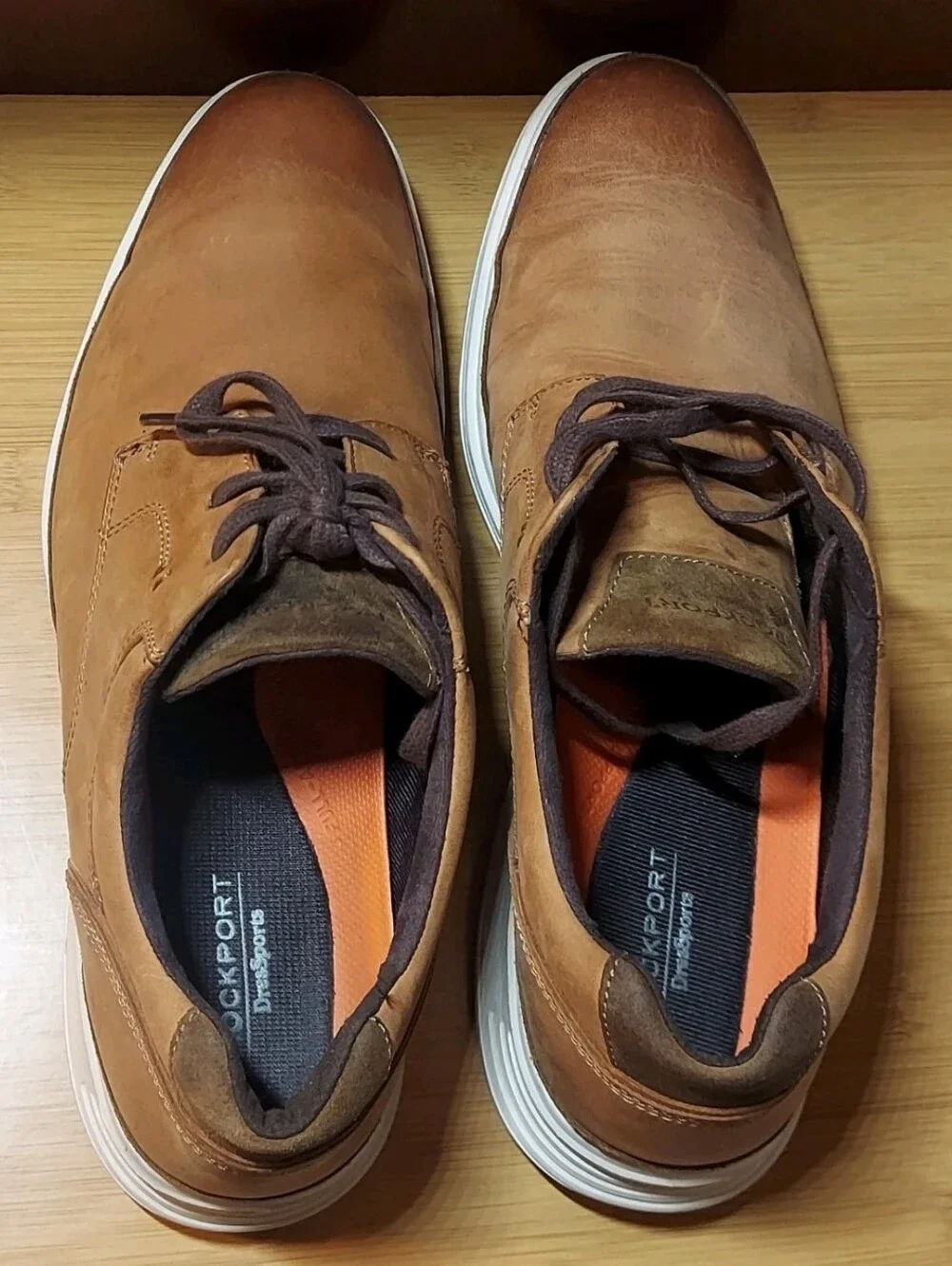 ROCKPORT 100125 MEN'S BRITISH TAN LEATHER PLAIN TOE COMFORT OXFORDS SIZE 11.5